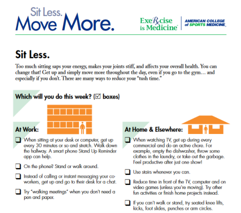 A fact sheet image on how to move more